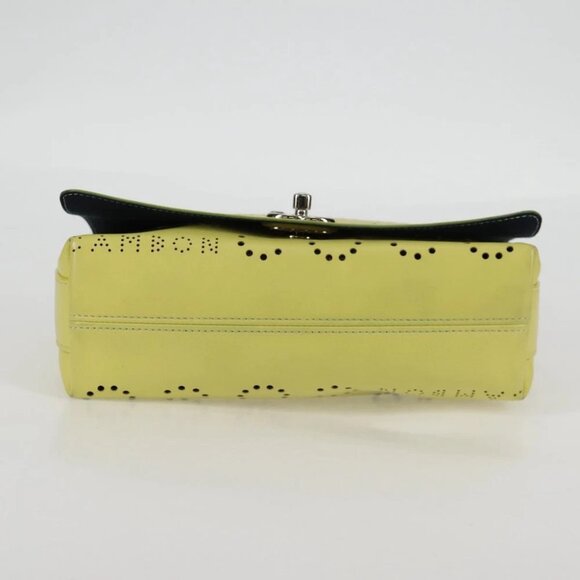 CHANEL Chain Shoulder Bag Leather 2way Yellow CC Auth 130486M - Picture 6 of 14